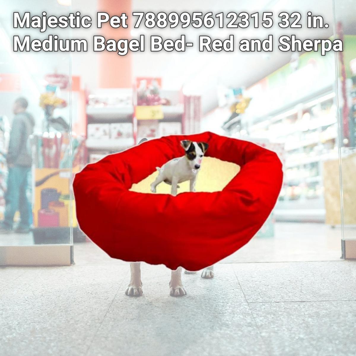 Picture of Majestic Pet 788995612315 32 in. Medium Bagel Bed- Red and Sherpa