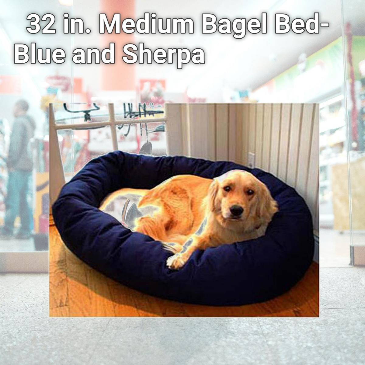 Picture of Majestic Pet 788995612322 32 in. Medium Bagel Bed- Blue and Sherpa