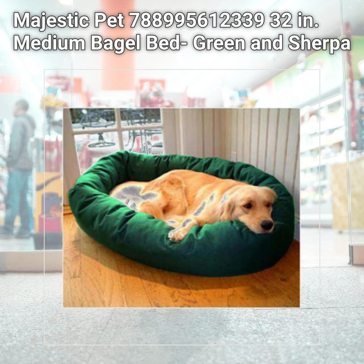 Picture of Majestic Pet 788995612339 32 in. Medium Bagel Bed- Green and Sherpa