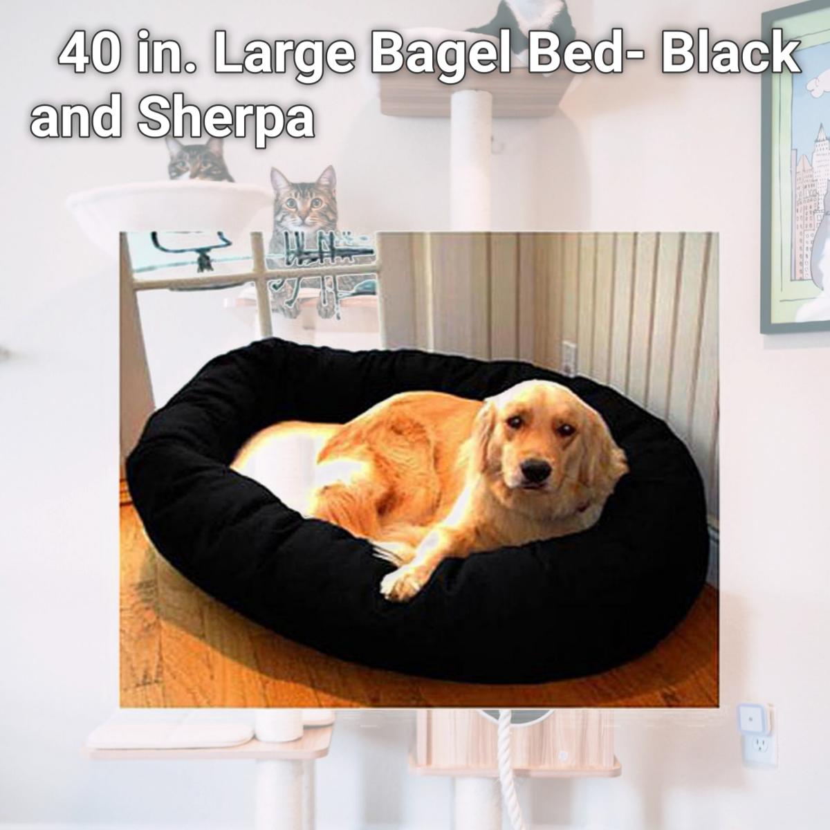 Picture of Majestic Pet 788995612407 40 in. Large Bagel Bed- Black and Sherpa