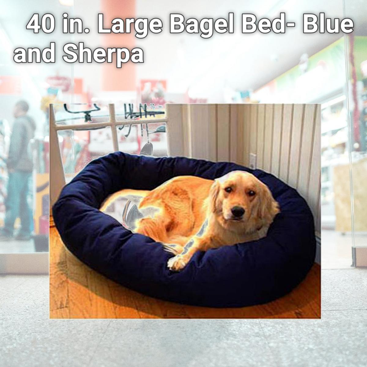 Picture of Majestic Pet 788995612421 40 in. Large Bagel Bed- Blue and Sherpa