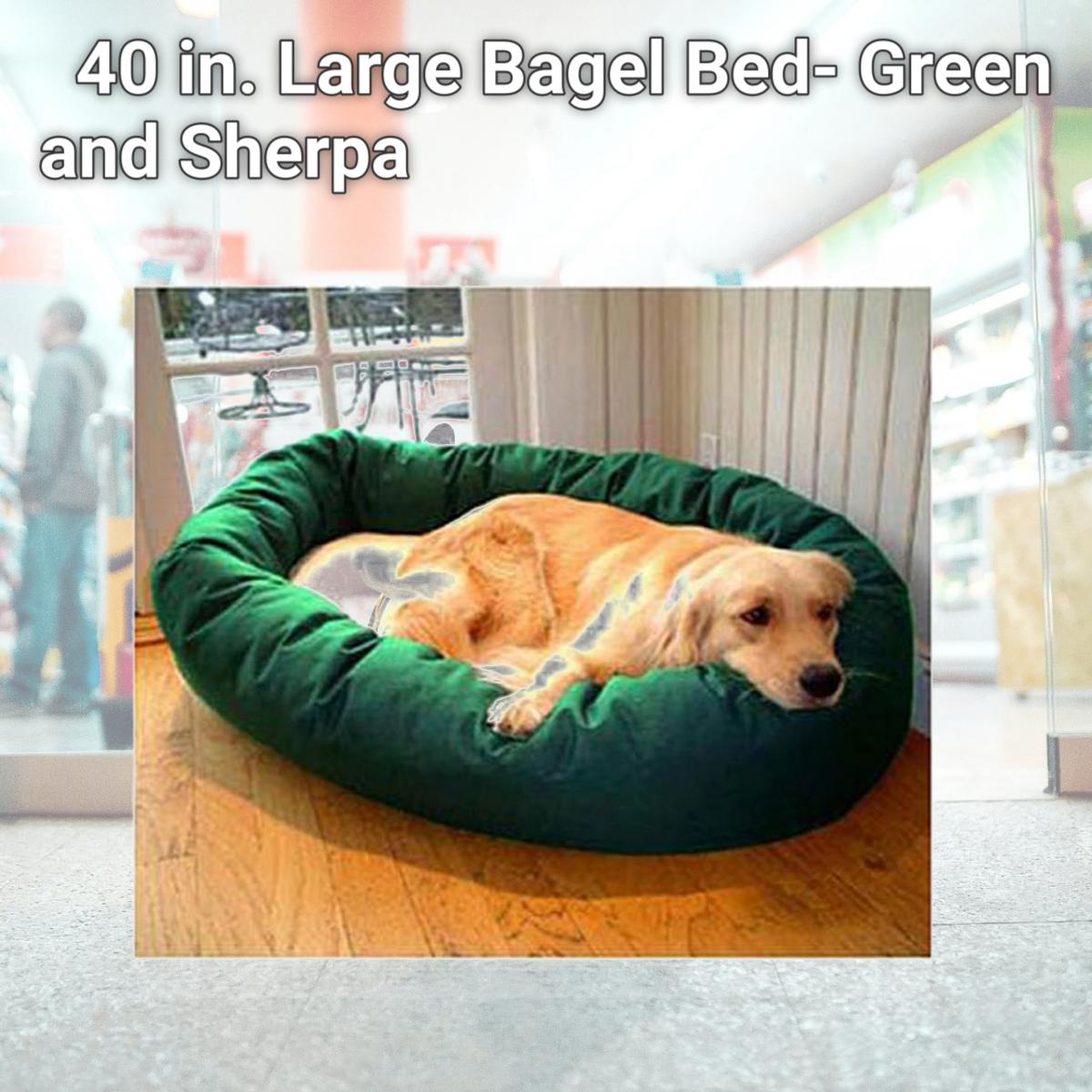 Picture of Majestic Pet 788995612438 40 in. Large Bagel Bed- Green and Sherpa