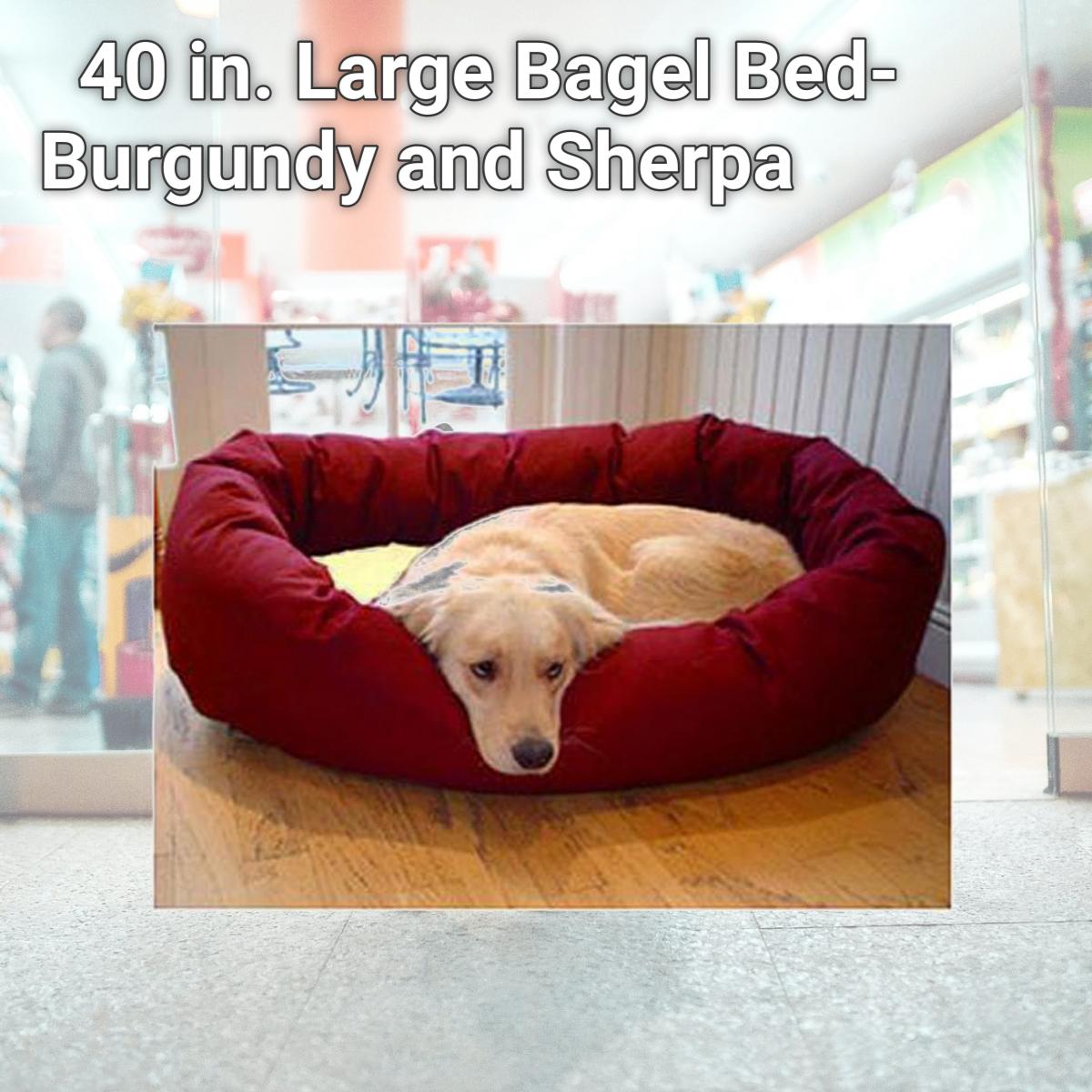 Picture of Majestic Pet 788995612445 40 in. Large Bagel Bed- Burgundy and Sherpa
