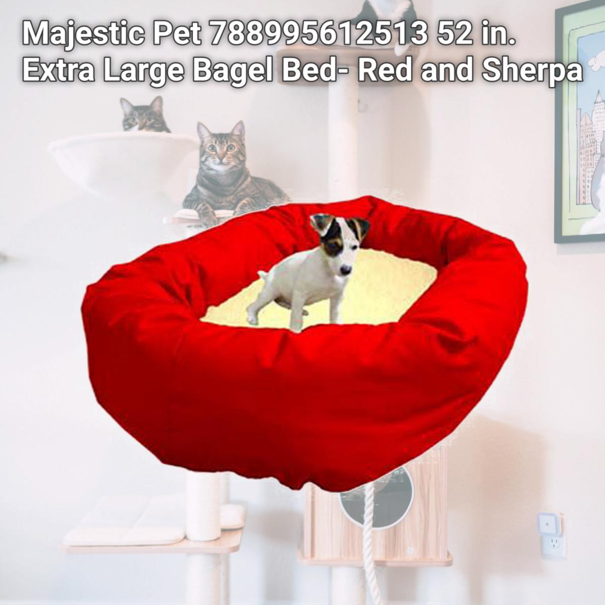 Picture of Majestic Pet 788995612513 52 in. Extra Large Bagel Bed- Red and Sherpa