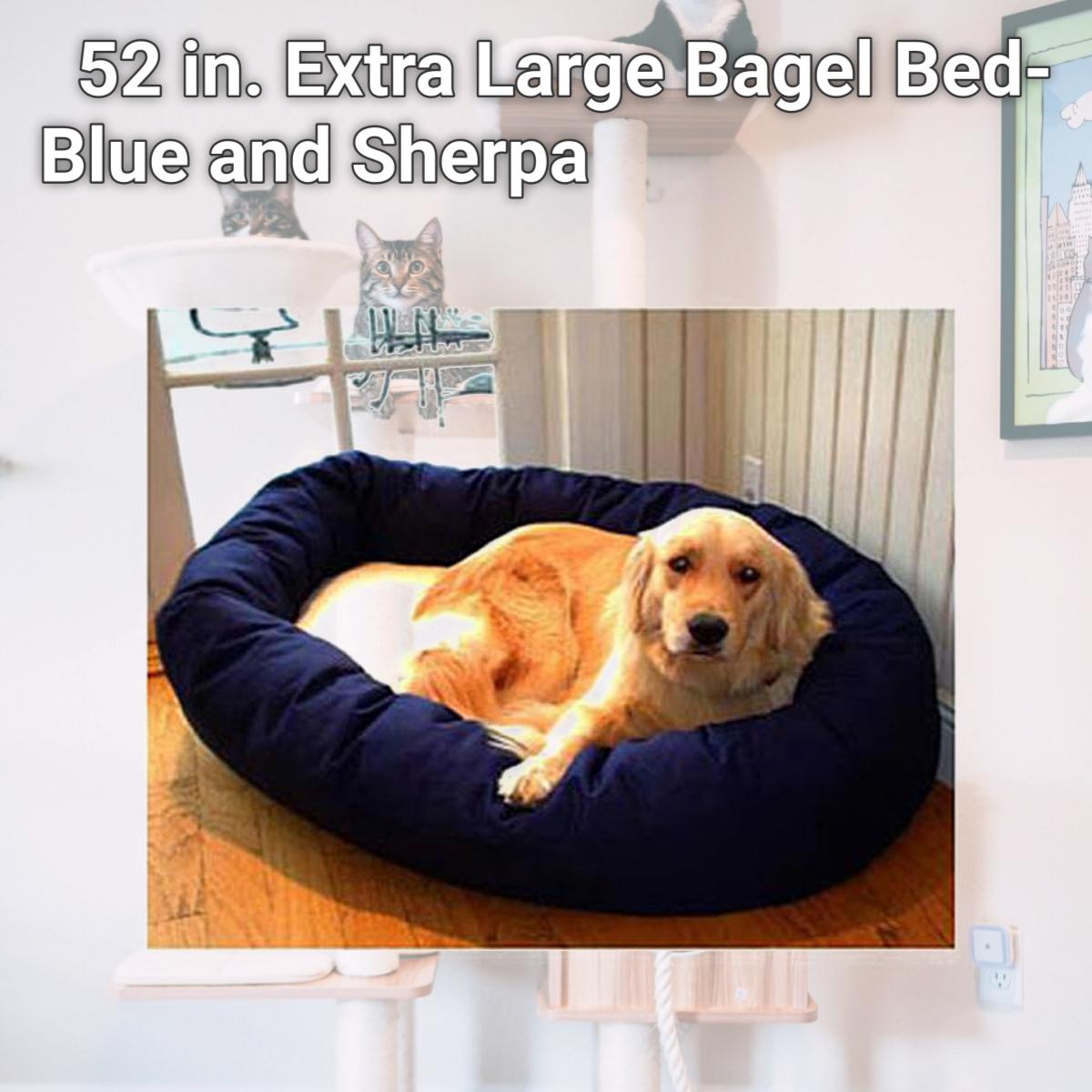 Picture of Majestic Pet 788995612520 52 in. Extra Large Bagel Bed- Blue and Sherpa