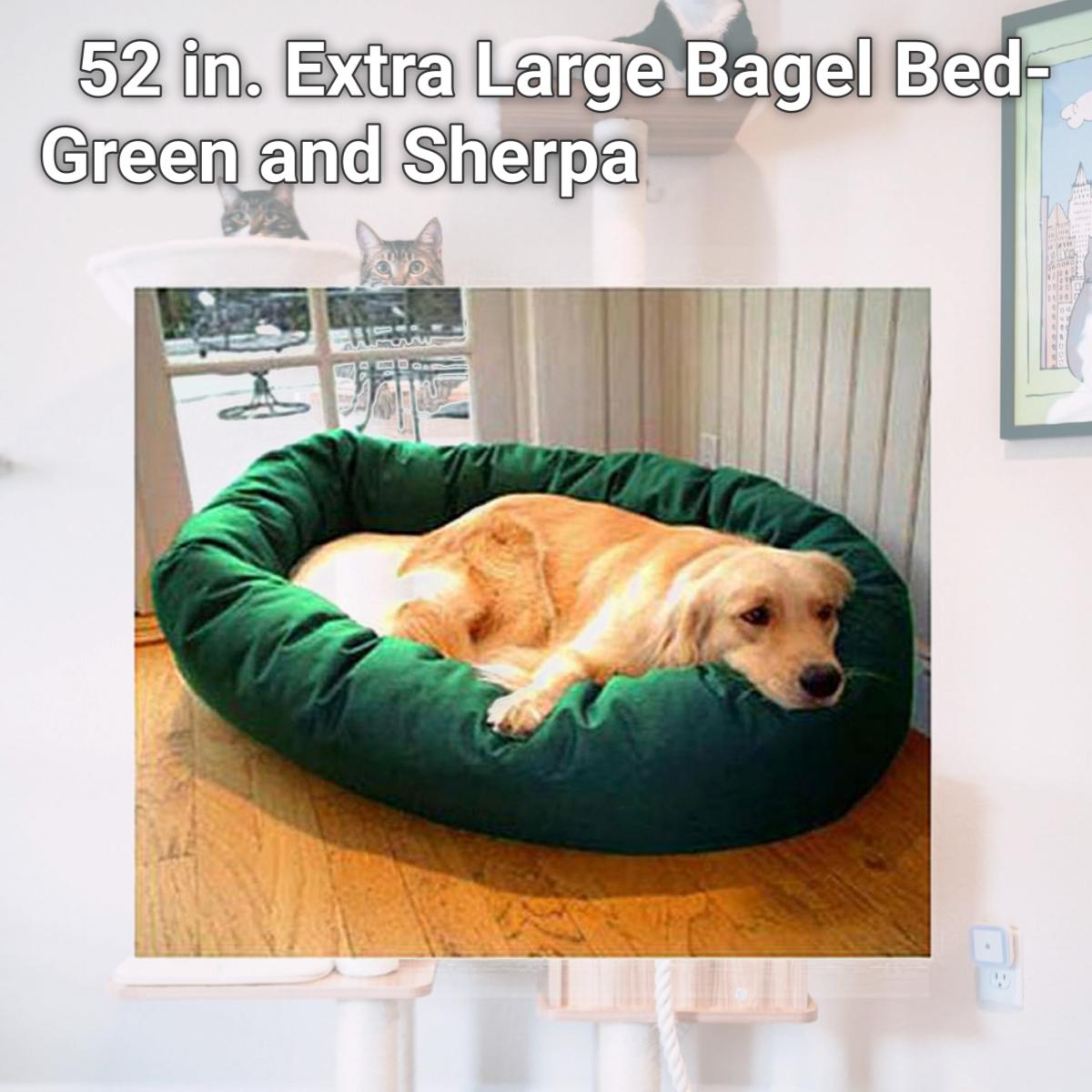 Picture of Majestic Pet 788995612537 52 in. Extra Large Bagel Bed- Green and Sherpa