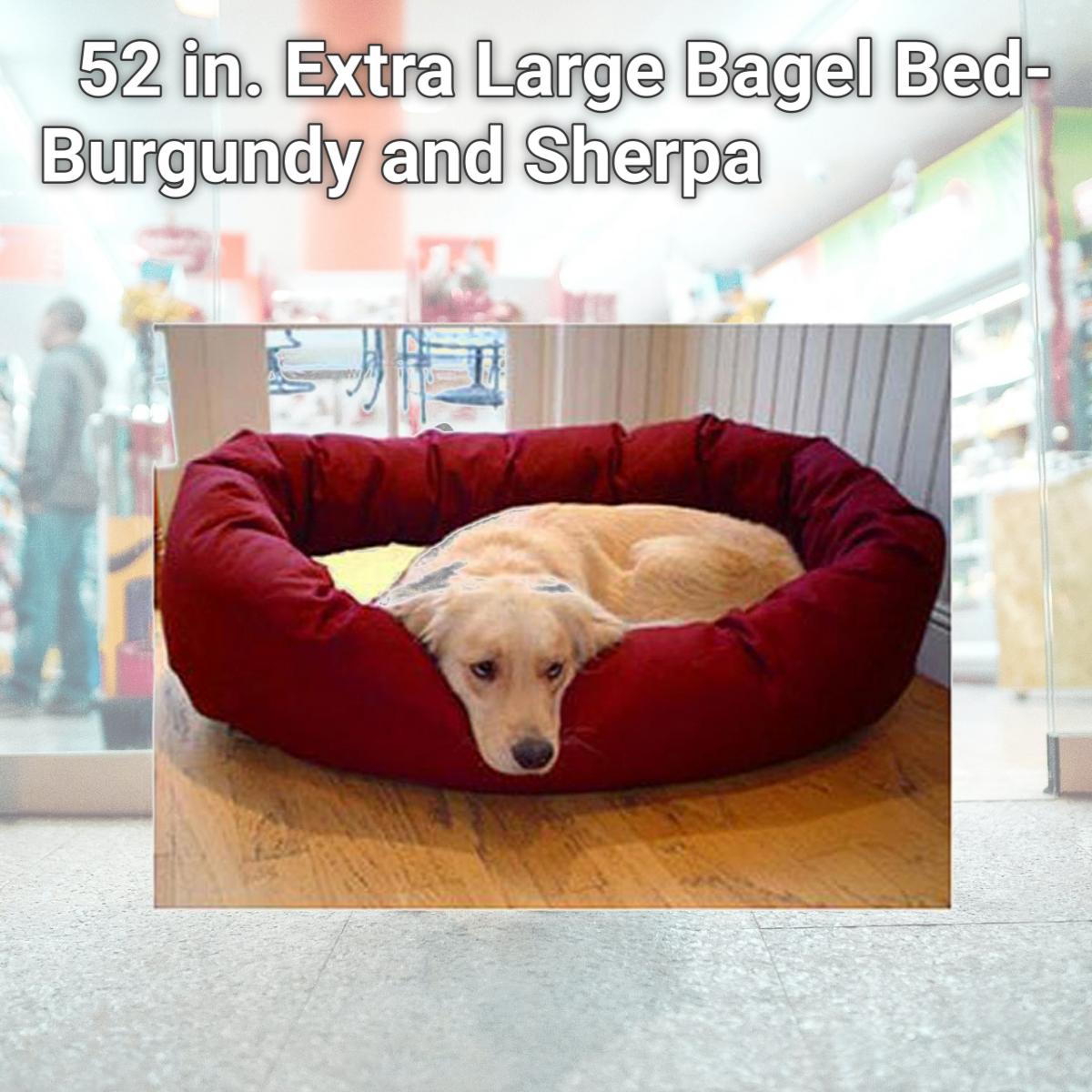 Picture of Majestic Pet 788995612544 52 in. Extra Large Bagel Bed- Burgundy and Sherpa