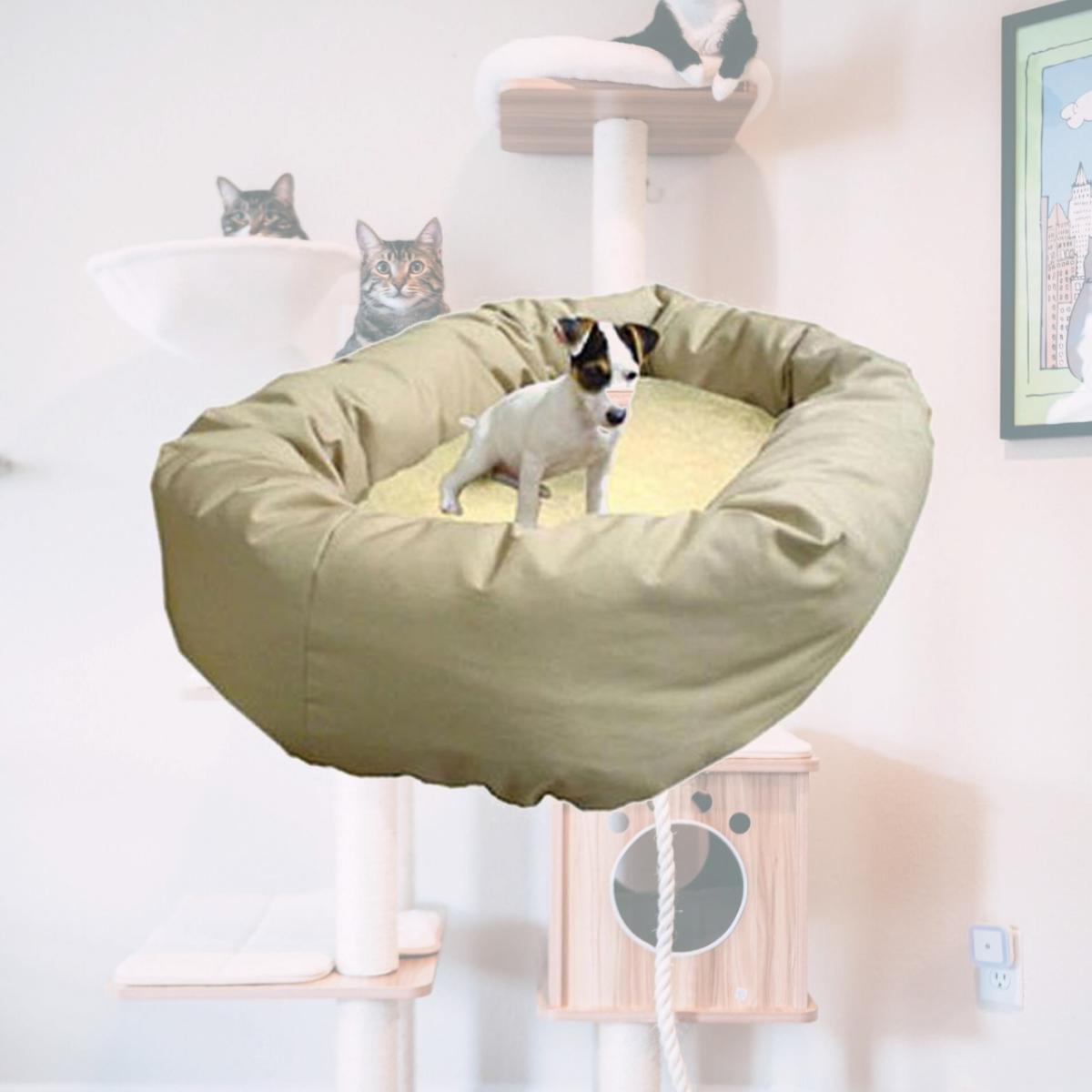 Picture of Majestic Pet 788995612551 52 in. Extra Large Bagel Bed- Khaki and Sherpa