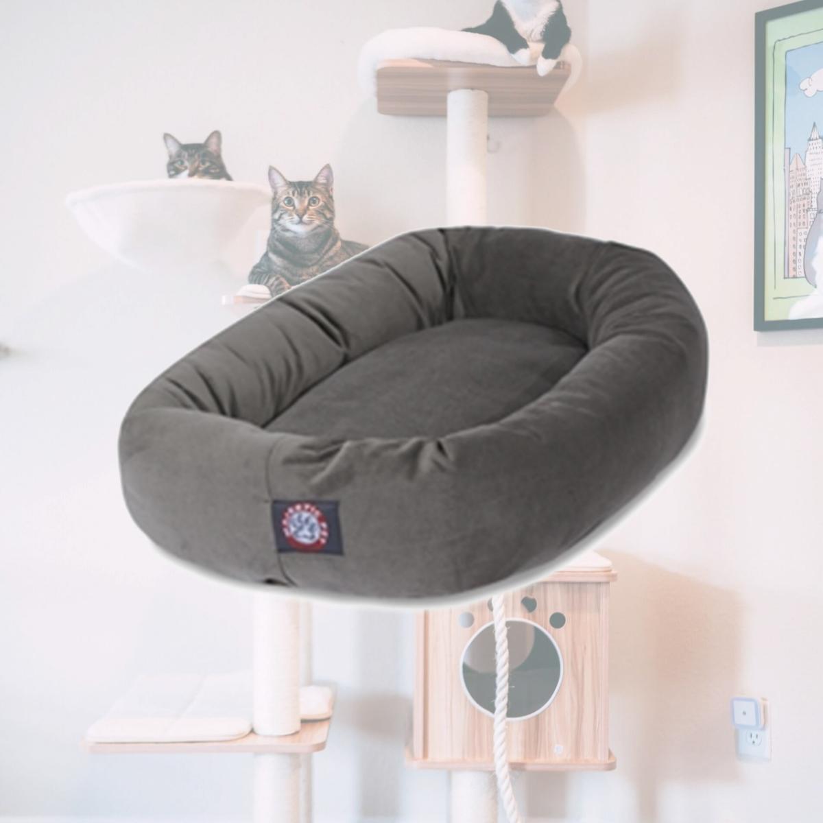 Picture of Majestic Pet 78899567303 32 in. Gray Suede Bagel Dog Bed