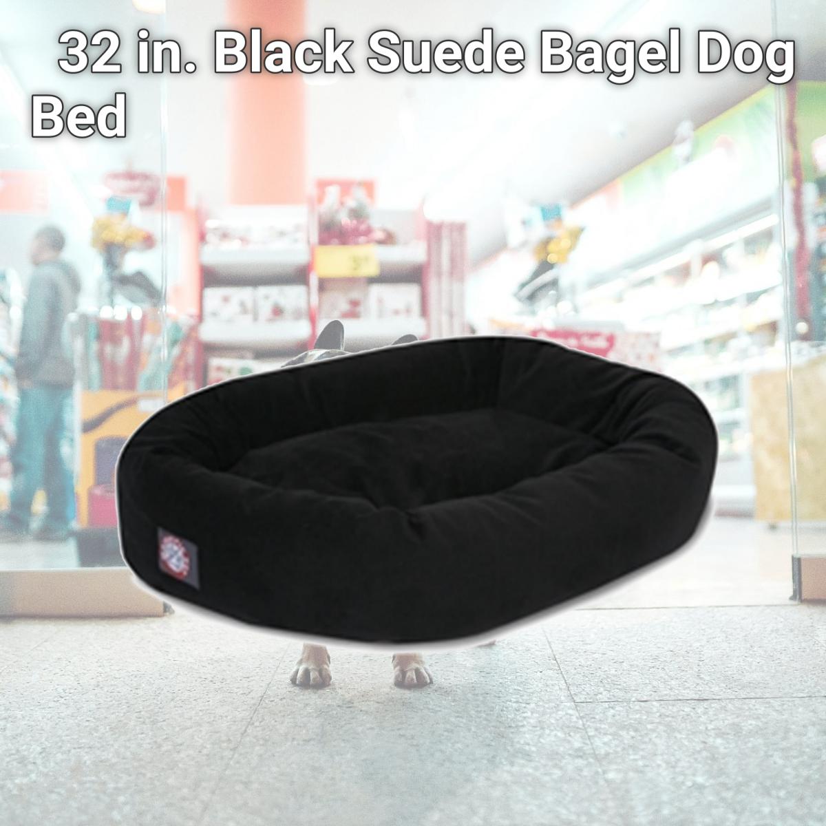 Picture of Majestic Pet 78899567307 32 in. Black Suede Bagel Dog Bed