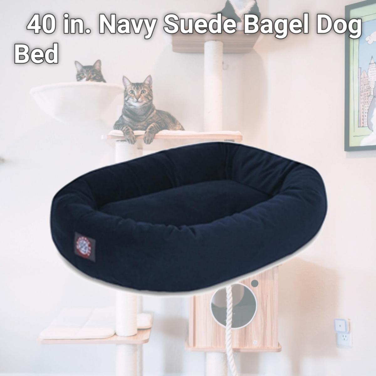 Picture of Majestic Pet 78899567404 40 in. Navy Suede Bagel Dog Bed