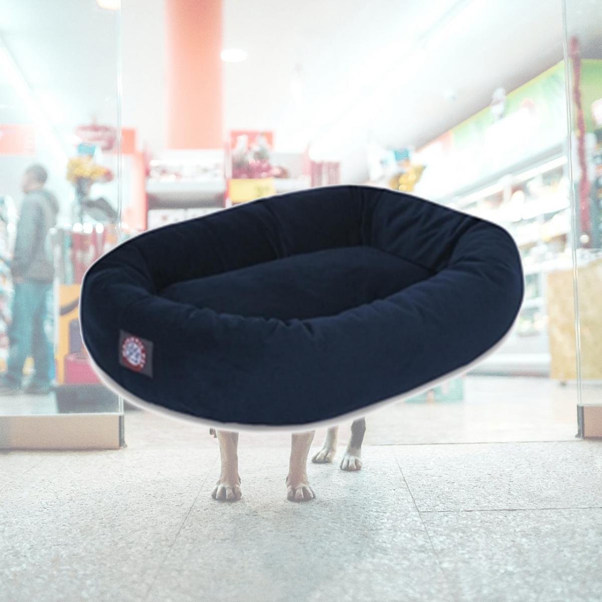 Picture of Majestic Pet 78899567404 40 in. Navy Suede Bagel Dog Bed