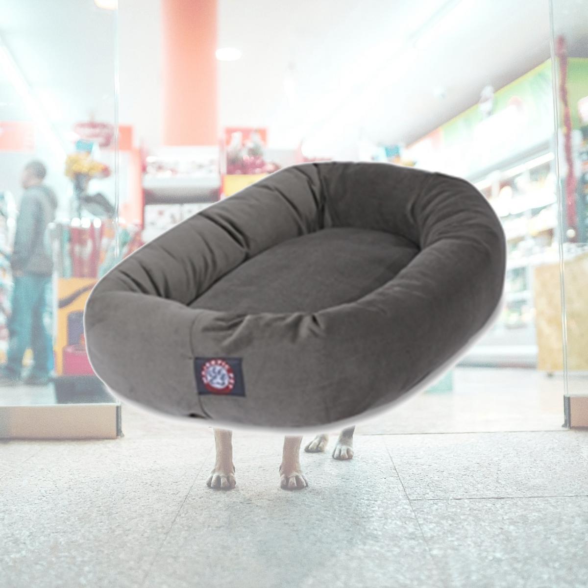 Picture of Majestic Pet 78899567503 52 in. Gray Suede Bagel Dog Bed