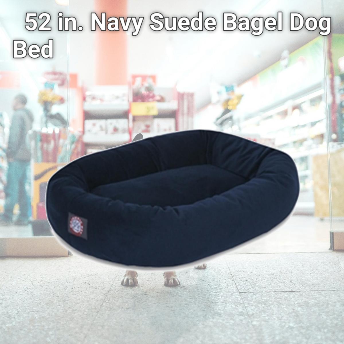 Picture of Majestic Pet 78899567504 52 in. Navy Suede Bagel Dog Bed