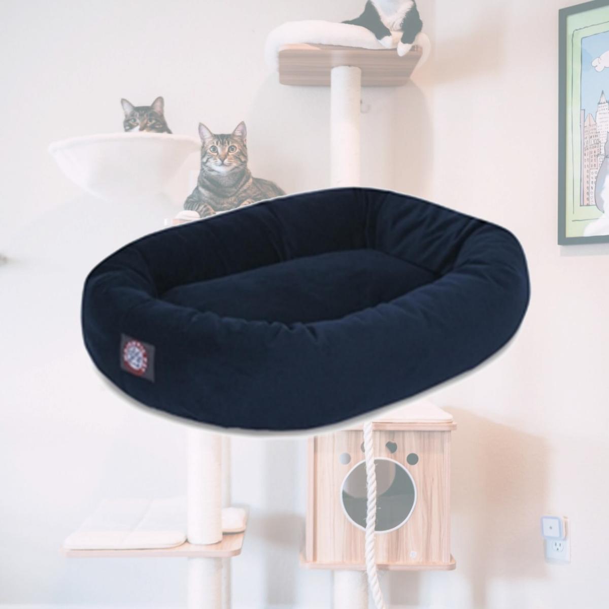 Picture of Majestic Pet 78899567504 52 in. Navy Suede Bagel Dog Bed
