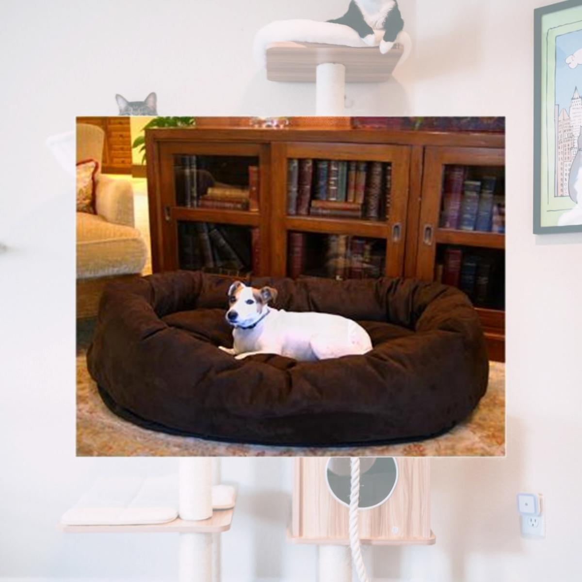 Picture of Majestic Pet 78899567401 40 in. Bagel Dog Pet Bed Suede Chocolate