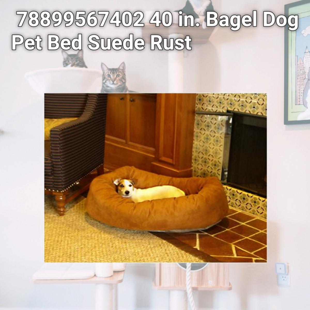 Picture of Majestic Pet 78899567402 40 in. Bagel Dog Pet Bed Suede Rust