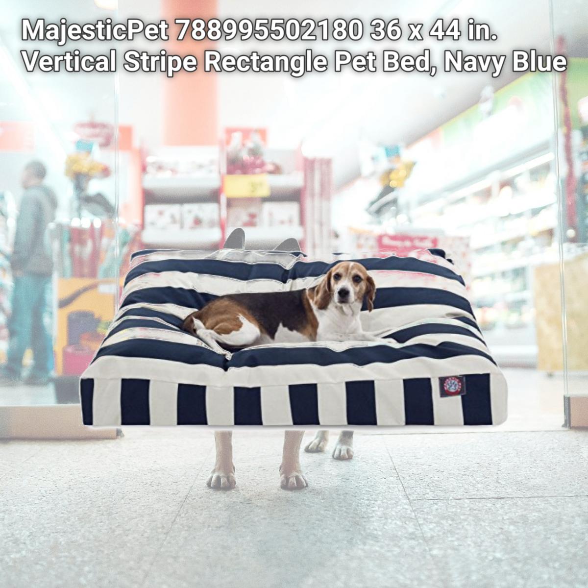 Picture of MajesticPet 788995502180 36 x 44 in. Vertical Stripe Rectangle Pet Bed, Navy Blue