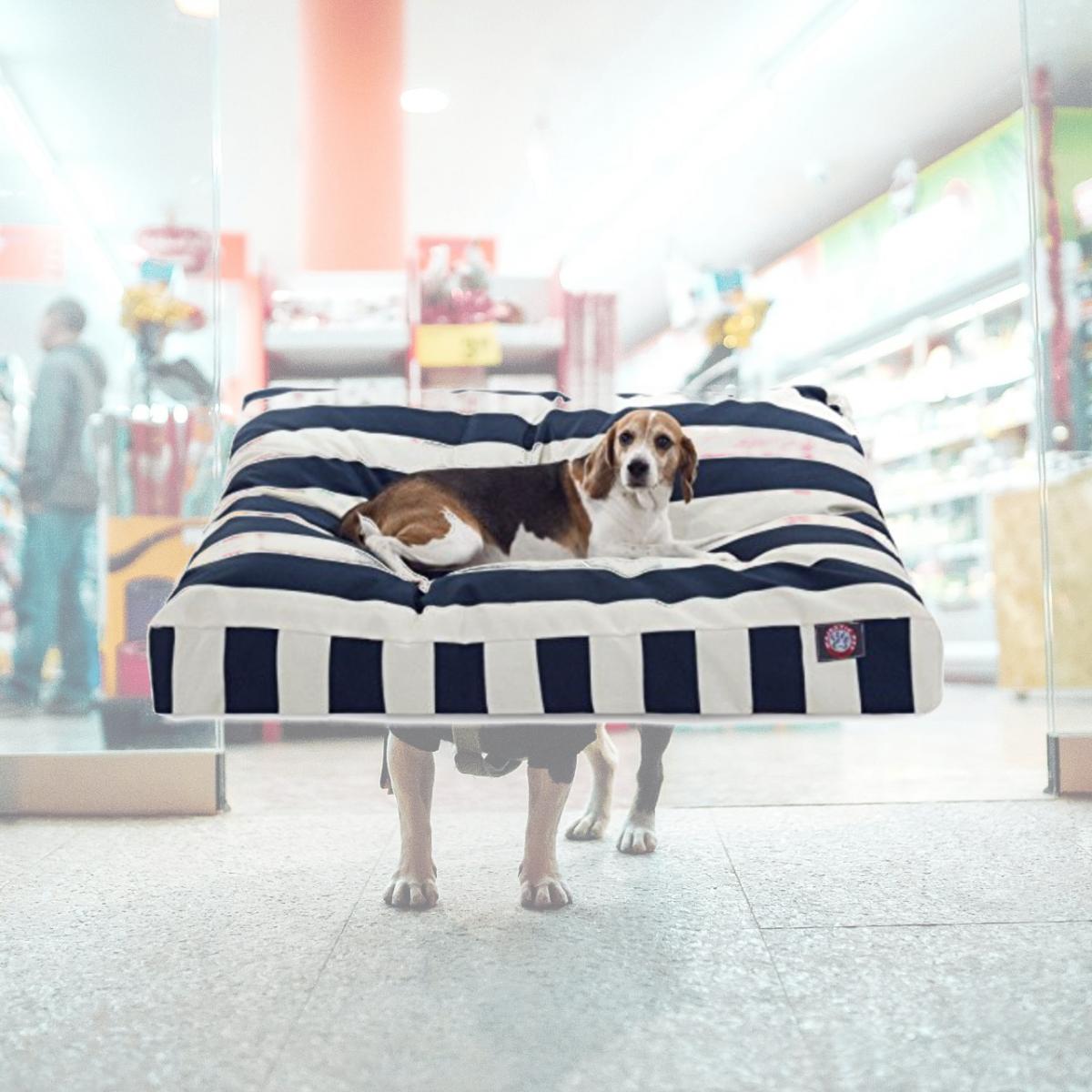 Picture of MajesticPet 788995502180 36 x 44 in. Vertical Stripe Rectangle Pet Bed, Navy Blue