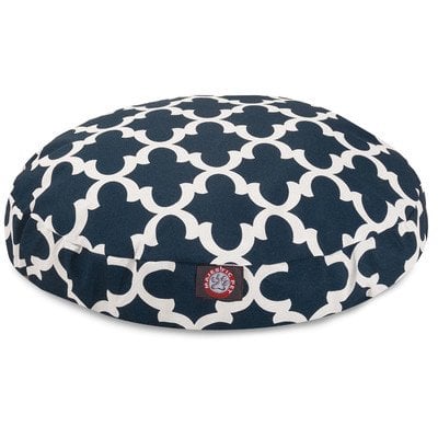 30 in. Trellis Round Pet Bed - Navy Blue - Small