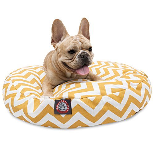 30 in. Zig Zag Round Pet Bed - Yellow - Small