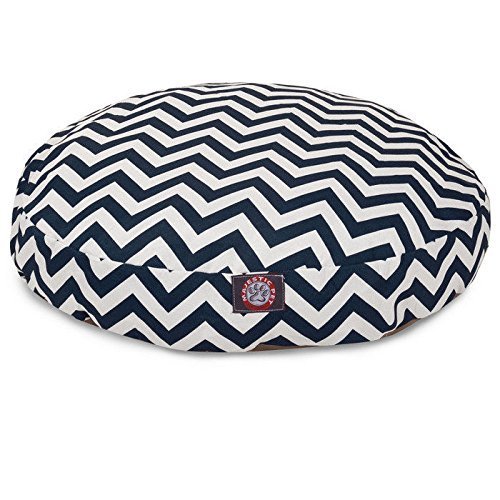 30 in. Chevron Round Pet Bed - Navy Blue - Small