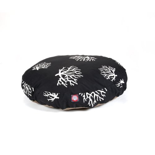36 in. Coral Round Pet Bed - Black