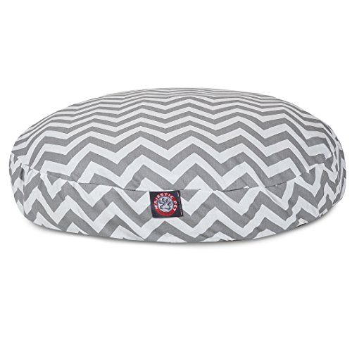 36 in. Zig Zag Round Pet Bed - Grey - Medium
