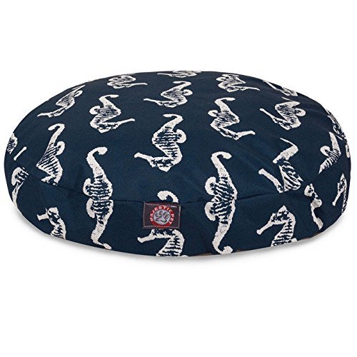 Picture of MajesticPet 788995508915 36 in. Sea Horse Round Pet Bed, Navy Blue - Medium