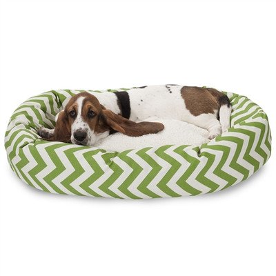 Picture of MajesticPet 788995542247 32 in. Zig Zag Sherpa Donut Pet Bed&#44; Sage
