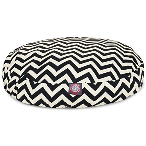 30 in. Zig Zag Round Pet Bed - Black - Small