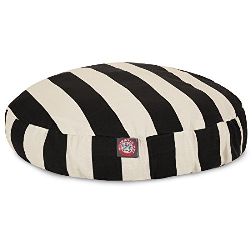MajesticPet  36 in. Vertical Stripe Round Pet Bed, Black - Medium