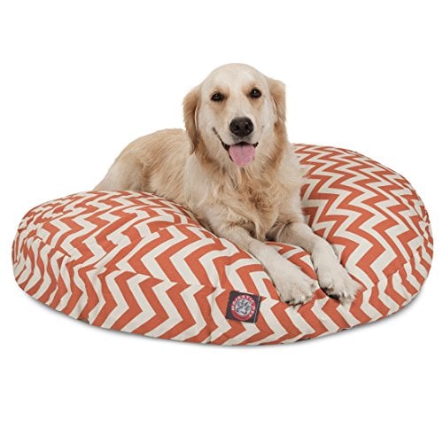 Picture of MajesticPet 788995510222 42 in. Zig Zag Round Pet Bed, Burnt Orange - Large