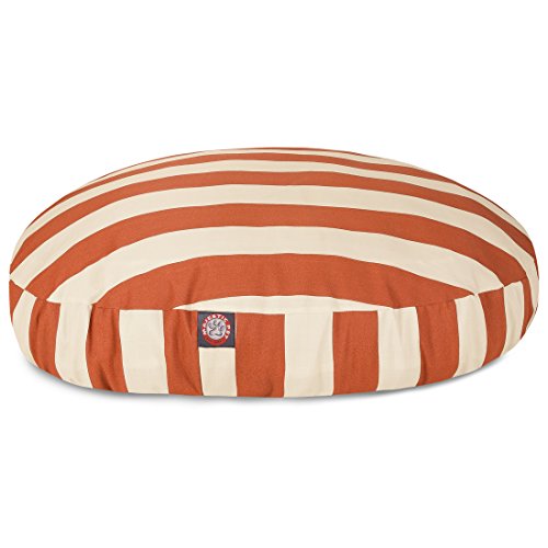 36 in. Vertical Stripe Round Pet Bed - Burnt Orange - Medium