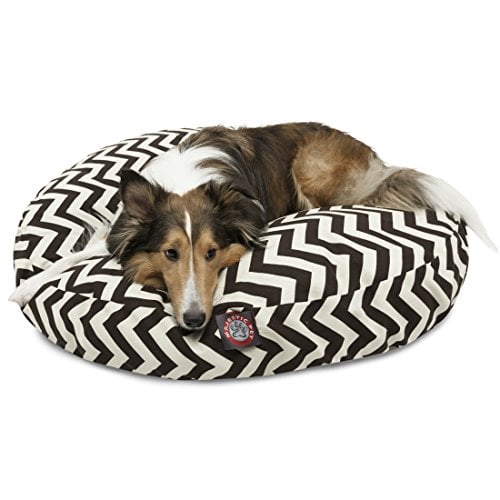 36 in. Zig Zag Round Pet Bed - Black - Medium