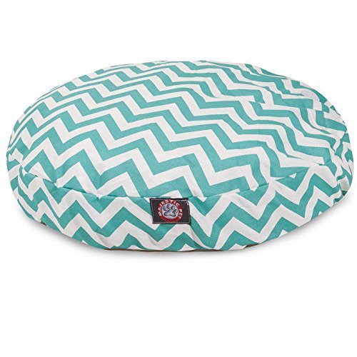 36 in. Chevron Round Pet Bed - Teal - Medium