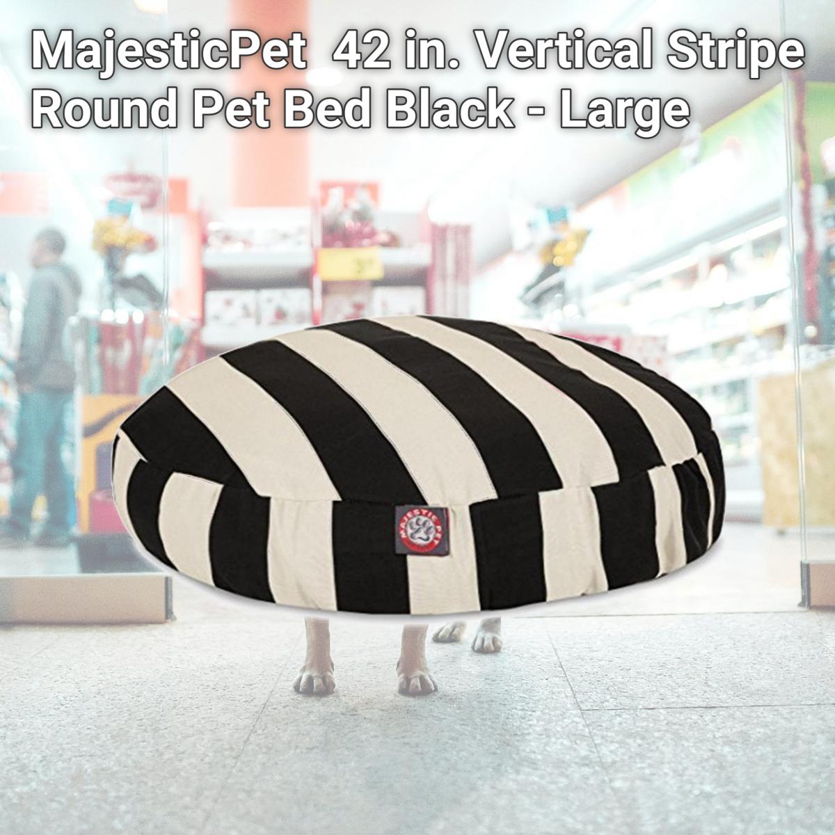 Picture of MajesticPet 788995510192 42 in. Vertical Stripe Round Pet Bed, Black - Large