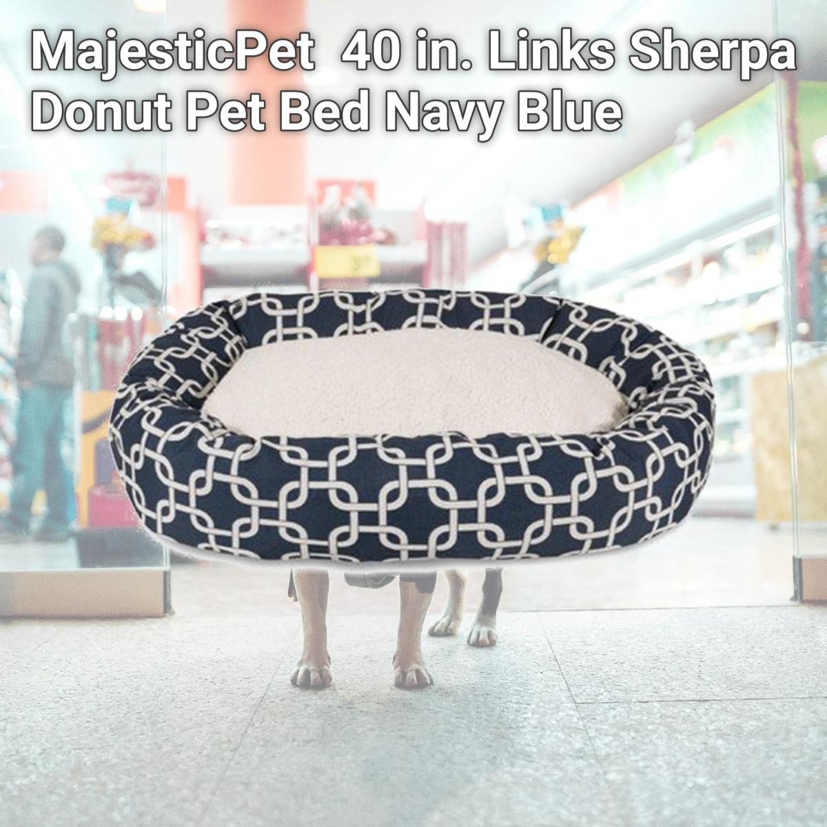 Picture of MajesticPet 788995544326 40 in. Links Sherpa Donut Pet Bed, Navy Blue