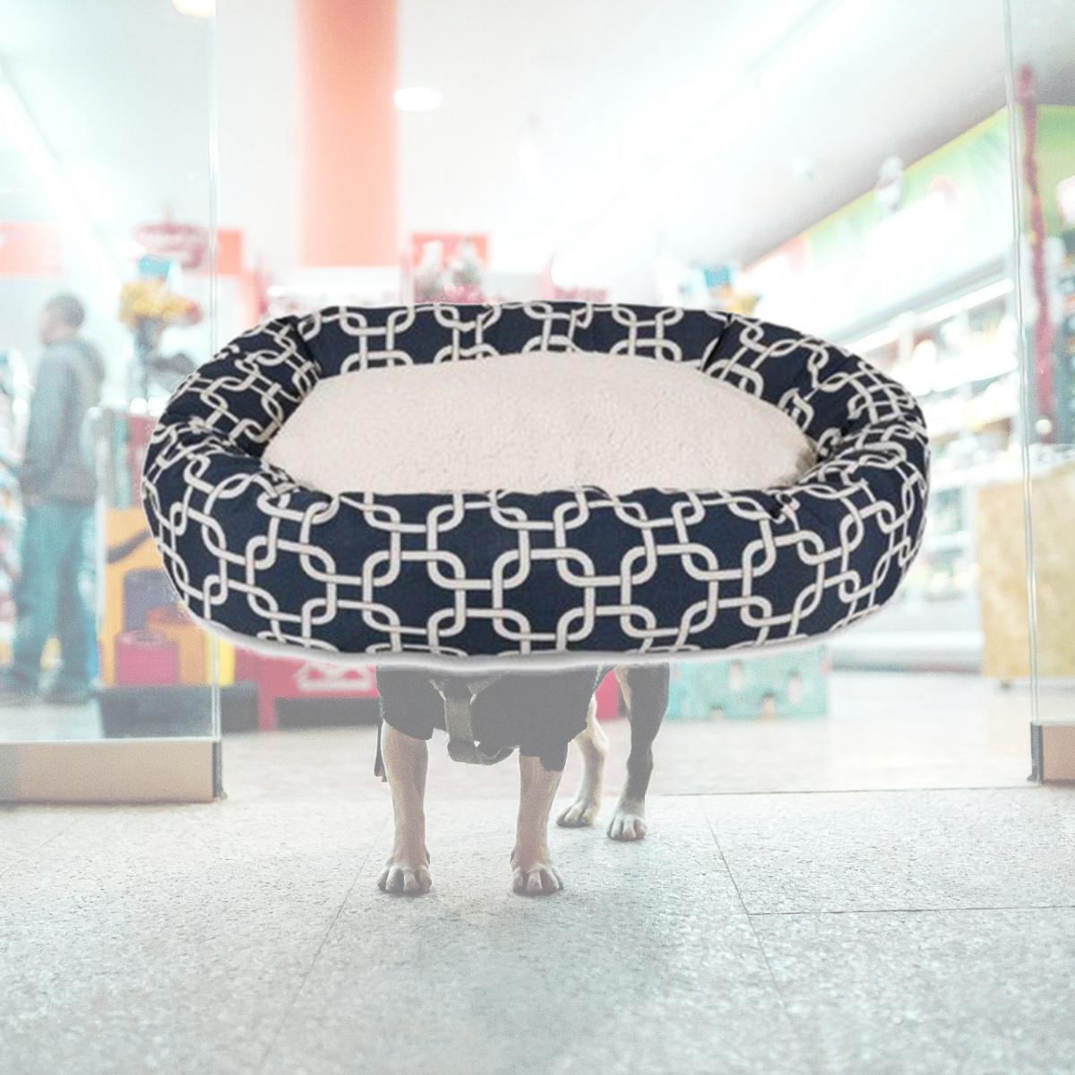 Picture of MajesticPet 788995544326 40 in. Links Sherpa Donut Pet Bed, Navy Blue