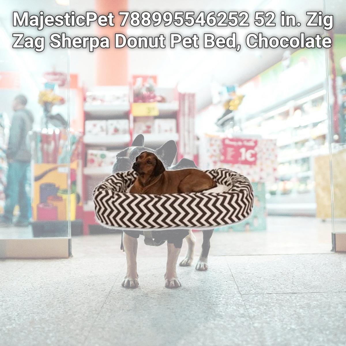 Picture of MajesticPet 788995546252 52 in. Zig Zag Sherpa Donut Pet Bed, Chocolate
