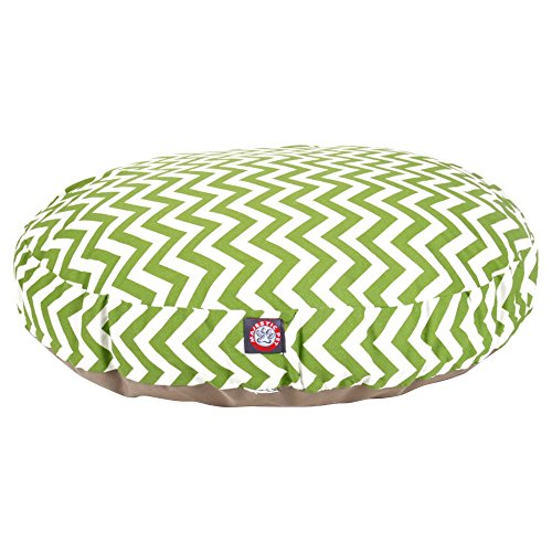 30 in. Zig Zag Round Pet Bed, Sage - Small