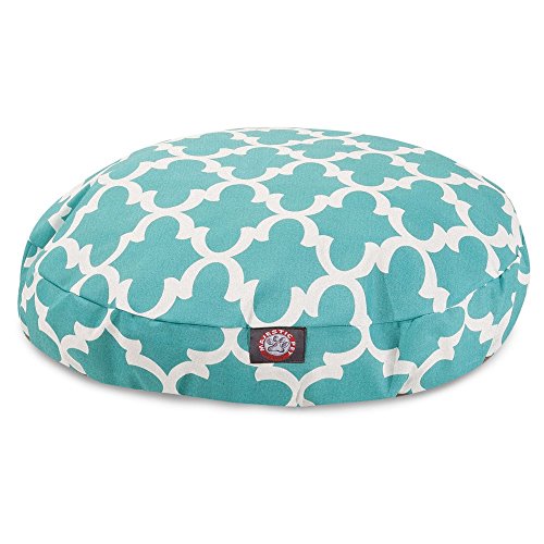36 in. Trellis Round Pet Bed - Teal - Medium