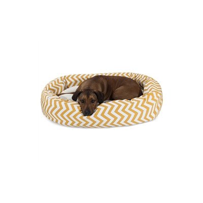 Picture of MajesticPet 788995546269 52 in. Zig Zag Sherpa Donut Pet Bed, Yellow