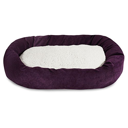 Picture of MajesticPet 788995546610 52 in. Villa Sherpa Donut Pet Bed, Aubergine
