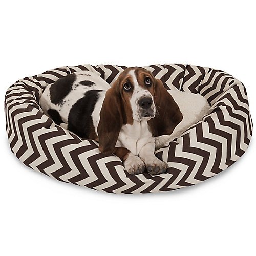 Picture of MajesticPet 788995542254 32 in. Zig Zag Sherpa Donut Pet Bed&#44; Chocolate
