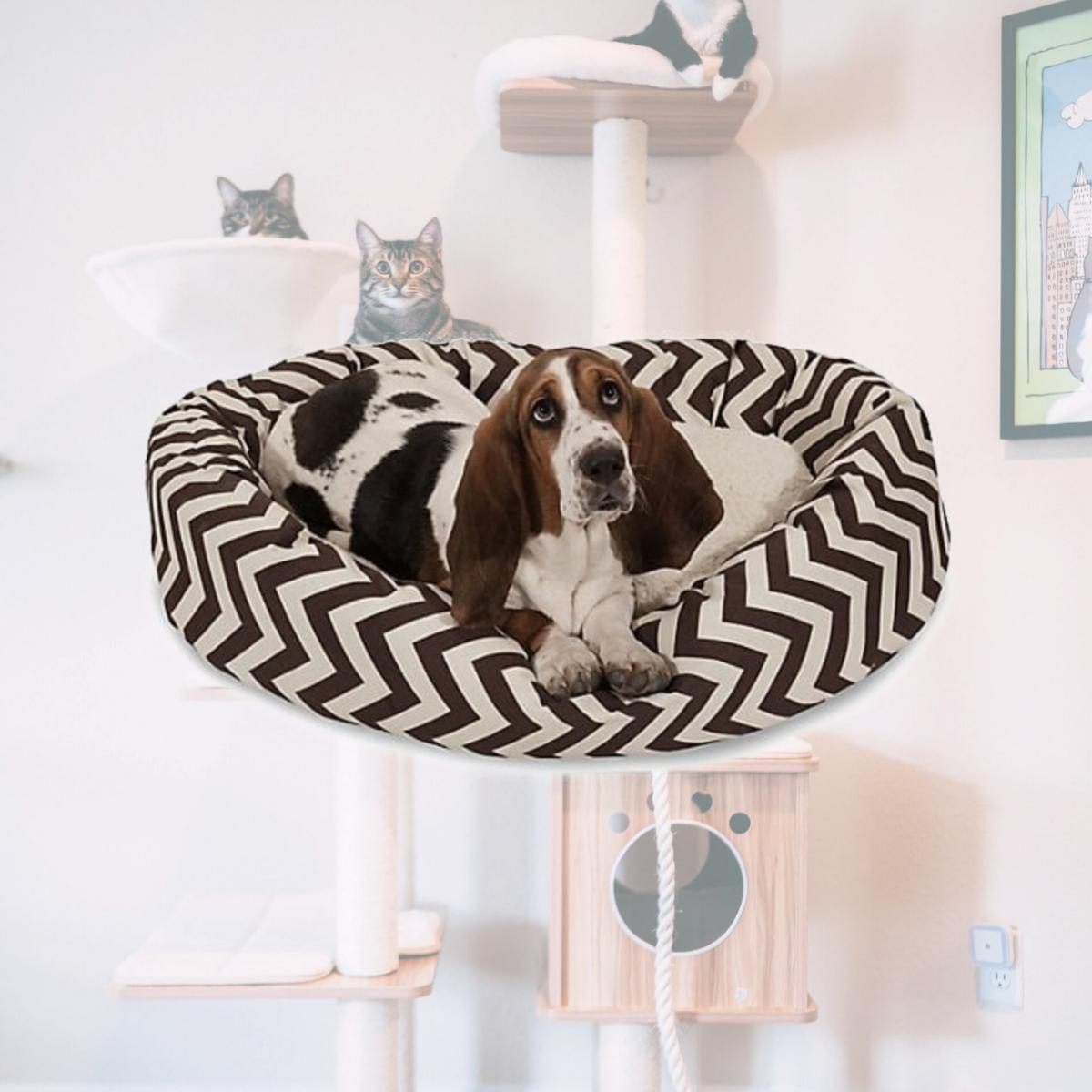 Picture of MajesticPet 788995542254 32 in. Zig Zag Sherpa Donut Pet Bed&#44; Chocolate