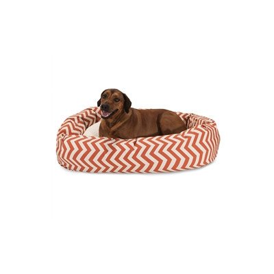 Picture of MajesticPet 788995546238 52 in. Zig Zag Sherpa Donut Pet Bed, Burnt Orange