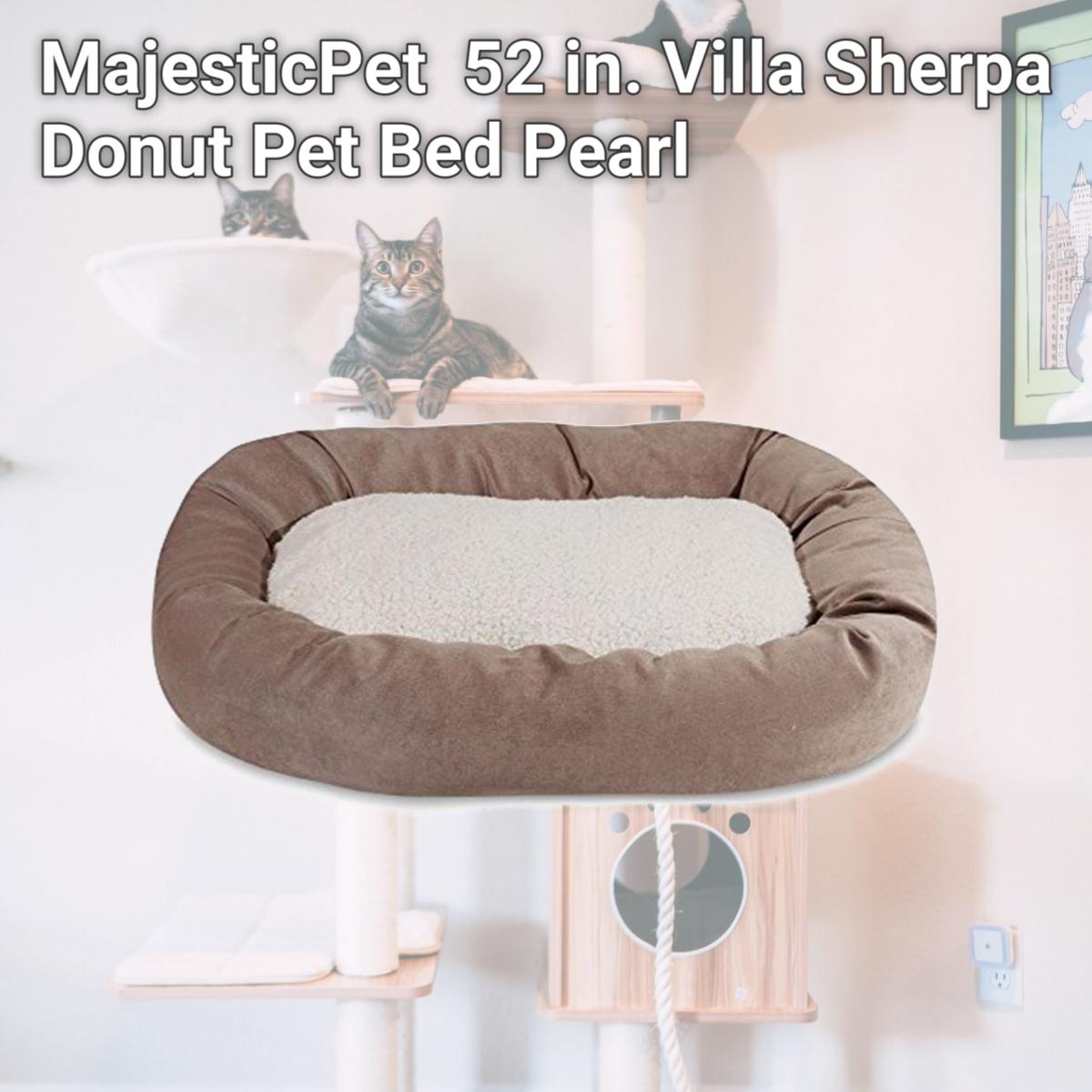 Picture of MajesticPet 788995546573 52 in. Villa Sherpa Donut Pet Bed, Pearl