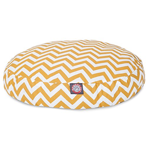 36 in. Zig Zag Round Pet Bed - Yellow - Medium