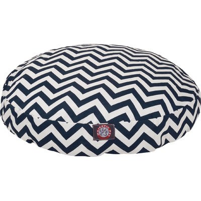 36 in. Chevron Round Pet Bed - Navy Blue - Medium